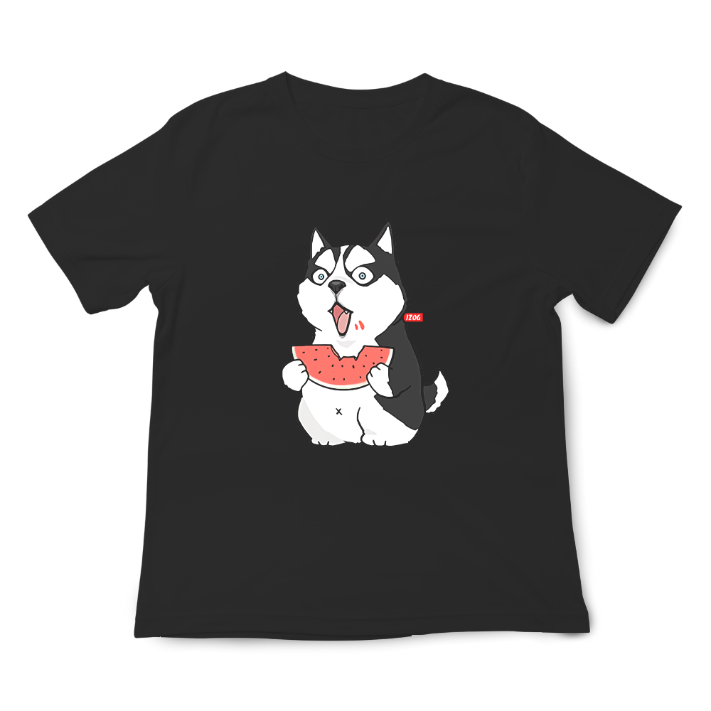 哈士奇 吃西瓜 黑色.png